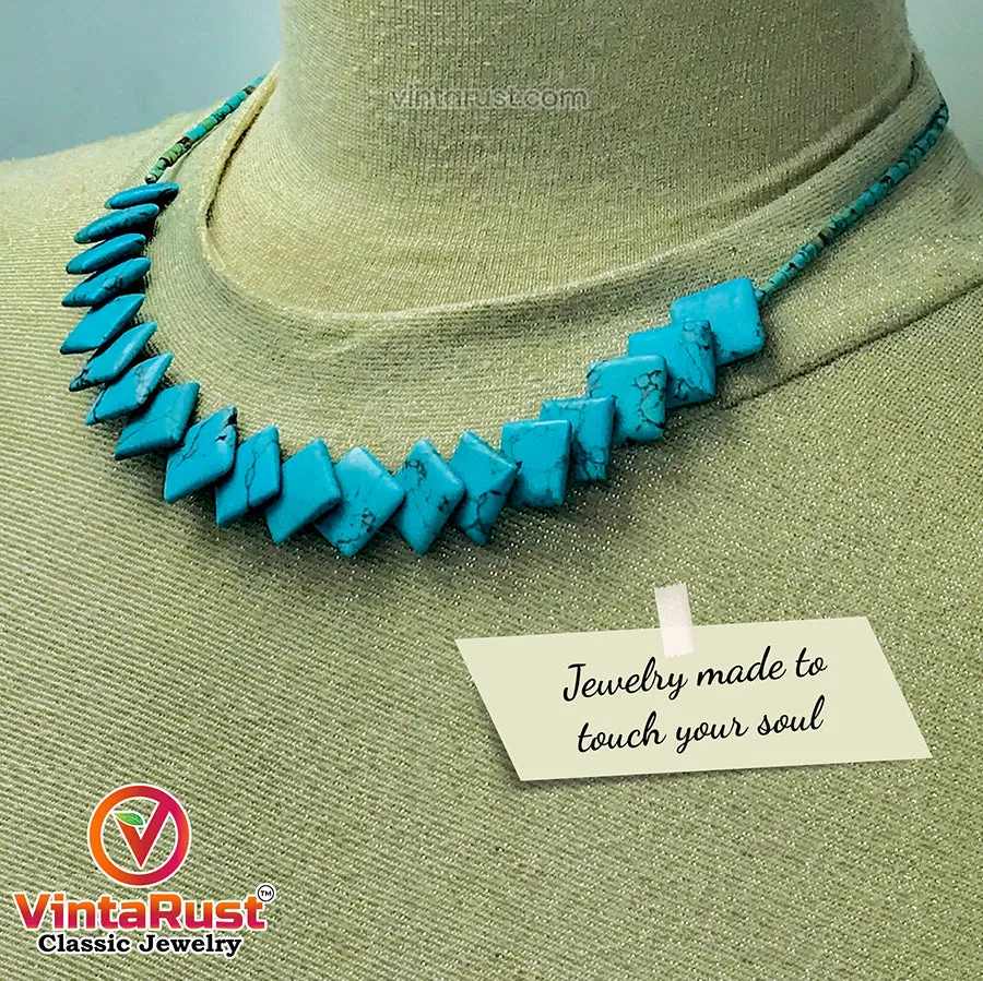 Handmade Turquoise Stone Beaded Necklace